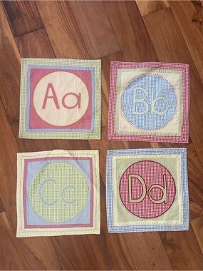 Pottery barn kids ABCs cloth quilted squares placemats hanging decor nursery